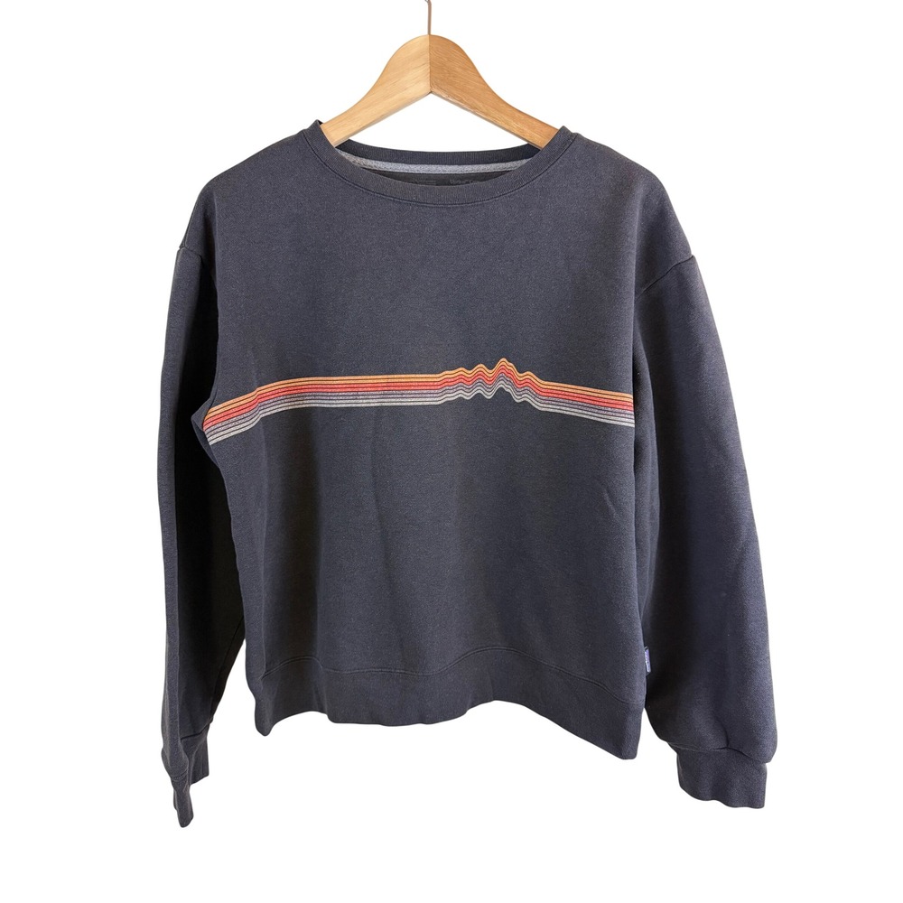 Patagonia Uprisal Crew Sweatshirt Women M Grey Retro Graphic